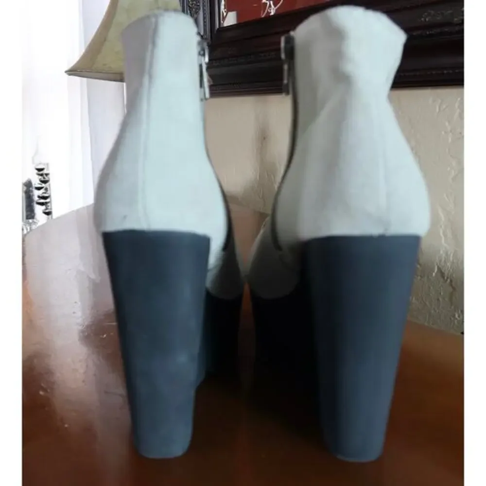Cheap Monday‎ Monolit Suede Cream Rubber Platform Wedge Size 7 Y2K 2000s EMO